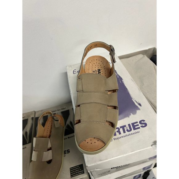 Vintage Hartjes Women's Stone Calf-Leather Adjustable Sling-back‎ Sandals 82032 - Picture 2 of 5